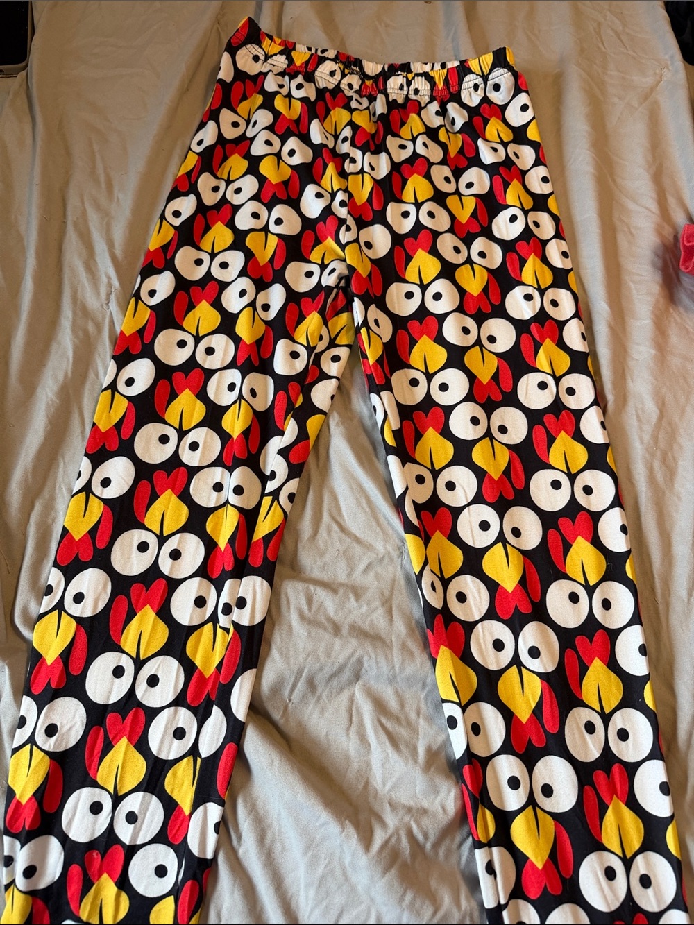 Bold Turkey Print Leggings - Black, White, Red, Yellow